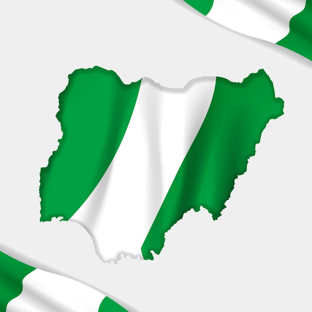 Nigeria's national flag overlaid on the country's map
