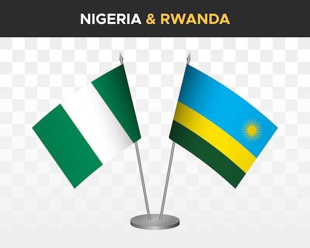 Nigeria vs ruanda escritorio banderas maqueta aislado 3d vector ilustración mesa banderas