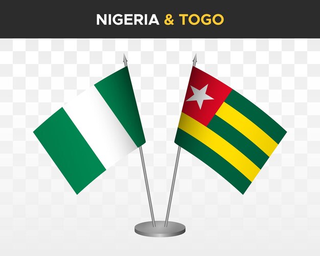 Nigeria vs togo banderas de escritorio maqueta aislado 3d vector ilustración mesa banderas