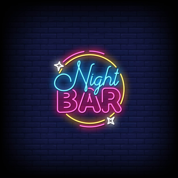 Night Bar Letreros de Neón Estilo Texto