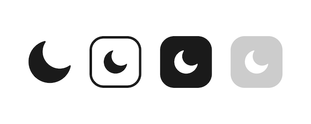 Night mode button icon set and Dark theme vector illustration