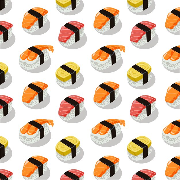 Vector nigiri sushi de patrones sin fisuras