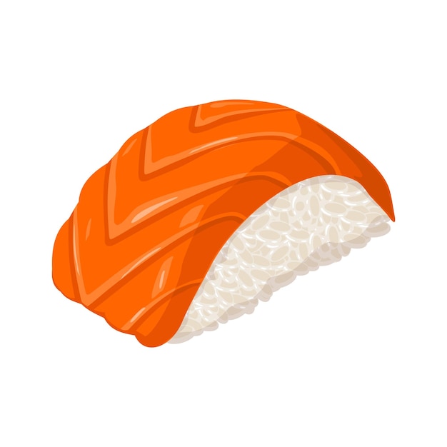 Nigiri Sushi con pescado aislado sobre fondo blanco Ilustración de color plano vectorial para icono