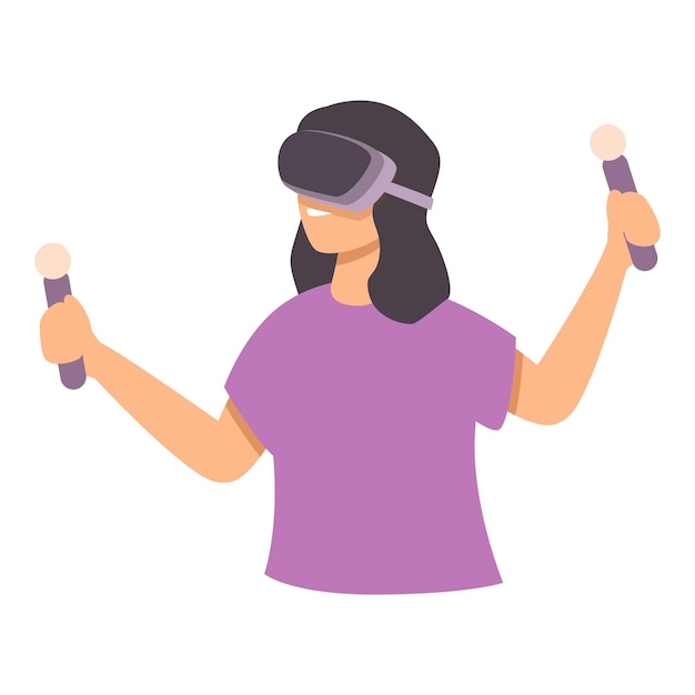 Niña 3d juega icono de dibujos animados vector Vr juego de auriculares cámara de internet en línea
