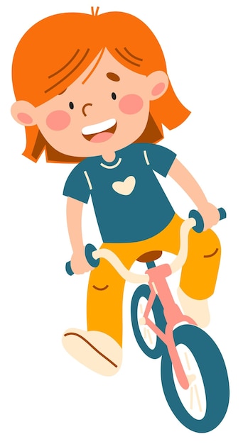 Vector una niña anda en bicicleta