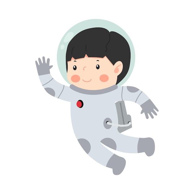 Niña astronauta de dibujos animados de vector plano