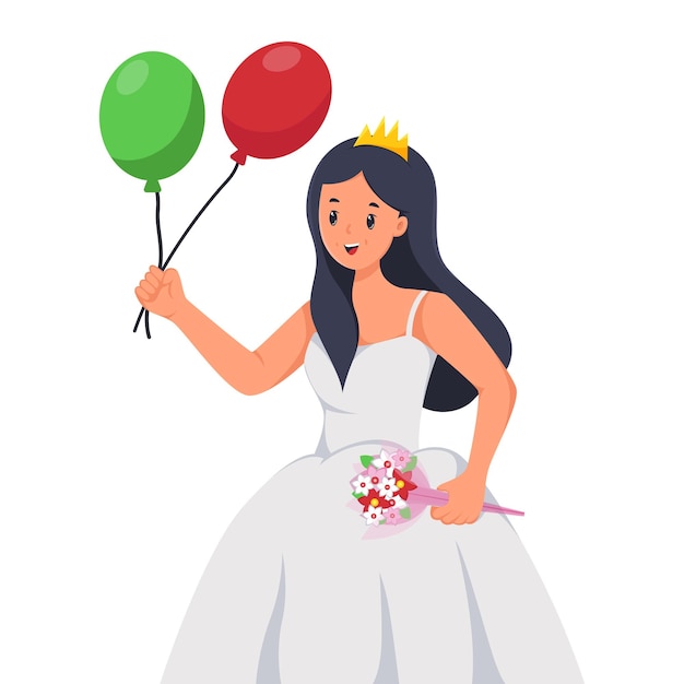 Niña, boda, diseño, ilustración