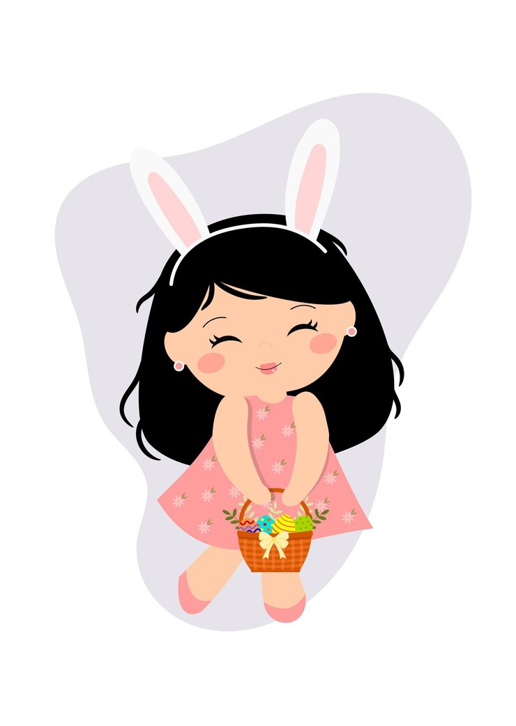 Vector la niña con la canasta de pascua