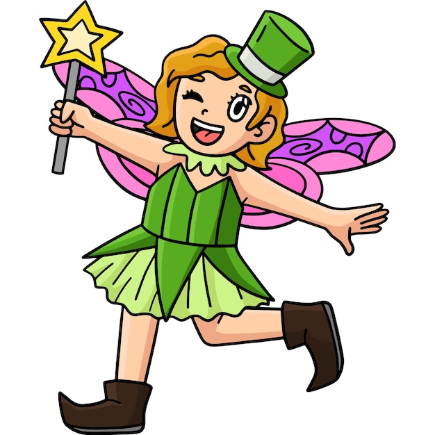 Niña de circo vestida de hada Clipart en color de dibujos animados