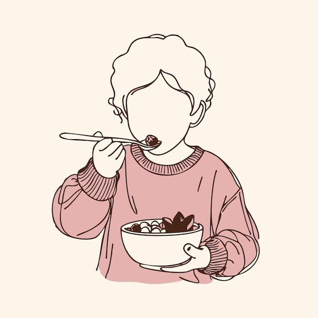 Niña comiendo boceto de ensalada