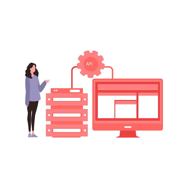 Vector la niña está configurando el servidor api.