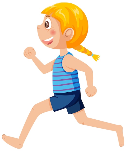 Niña corriendo personaje de dibujos animados