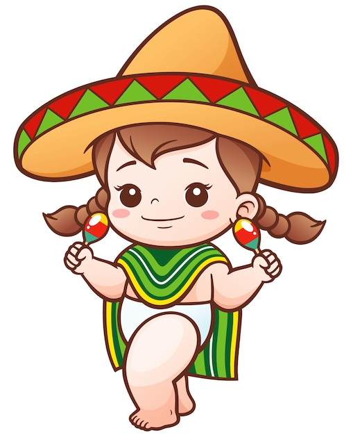 Niña de dibujos animados desgaste mexicano