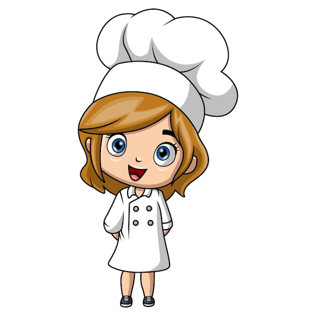 Niña de dibujos animados con disfraces de chef
