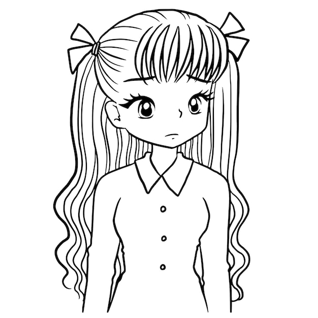 niña dibujos animados garabato kawaii anime página para colorear cuco ilustración dibujo personaje chibi manga cómico