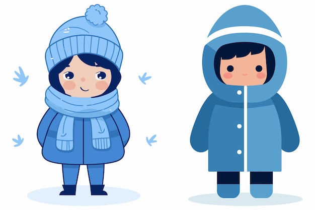 Niña de dibujos animados en ropa de invierno de pie ilustración vectorial de dibuj os animados