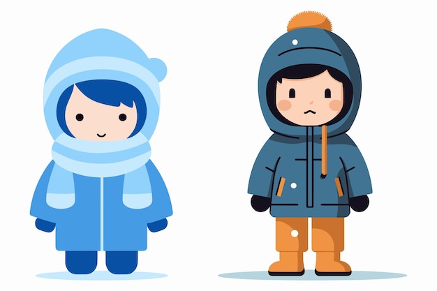 Niña de dibujos animados en ropa de invierno de pie ilustración vectorial de dibuj os animados