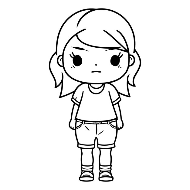 Vector niña enojada con ropa casual ilustración de personajes de dibujos animados vectoriales