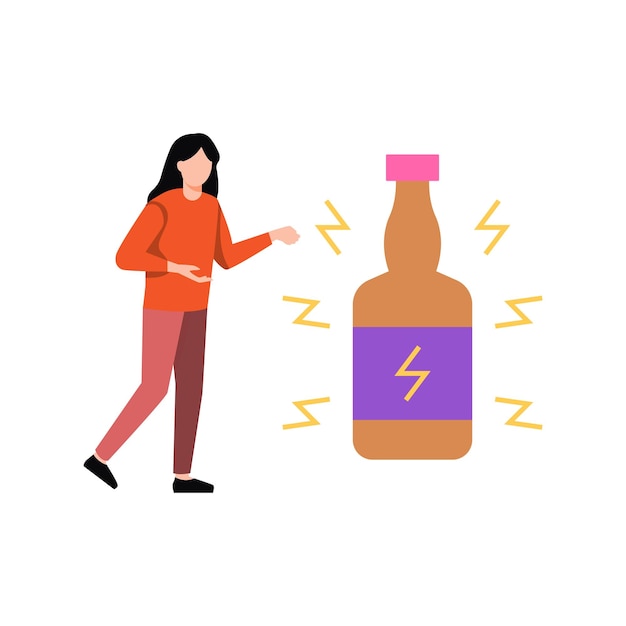 La niña está mostrando una botella de bebida energética.