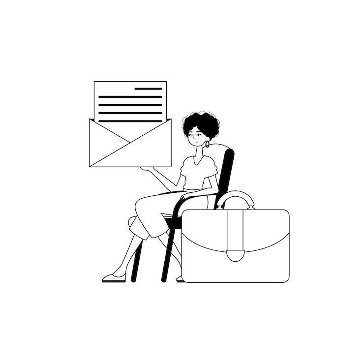 Vector la niña está sosteniendo una carta enviar de todo mensaje importante toda la iniquidad y flanela lápiz analógico estilo de moda ilustración vectorial