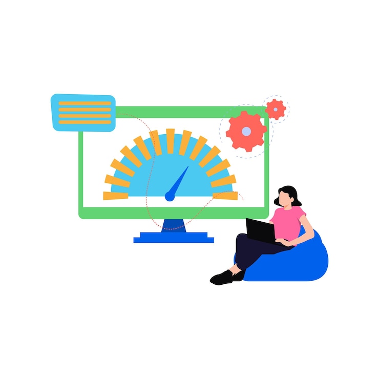 Vector una niña está trabajando en una actuación.