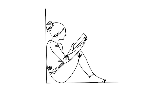 Niña estudiando leyendo libros Iconos de aprendizaje Concepto de conocimiento educativo Los estudiantes aprenden en línea Ilustración vectorial aislada en fondo blanco