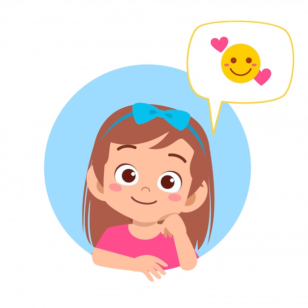 Vector niña feliz niño lindo con expresión emoji