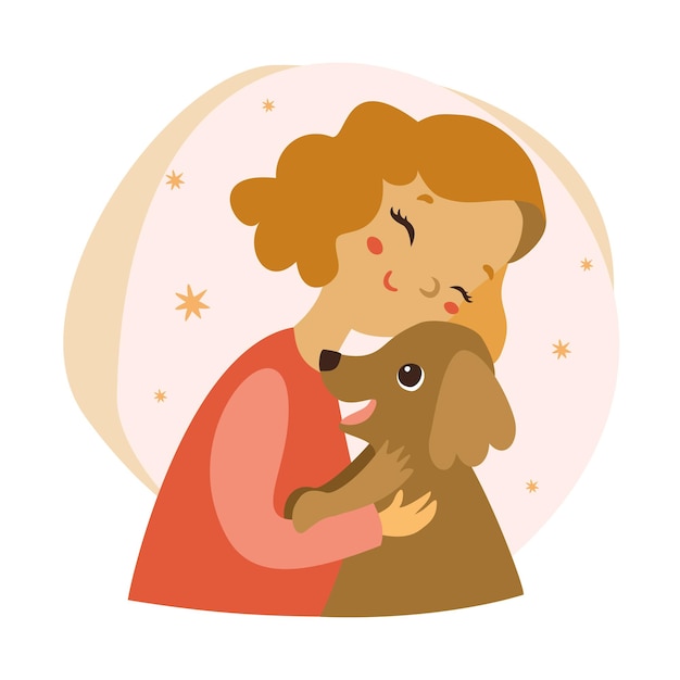 Niña feliz, con, perro