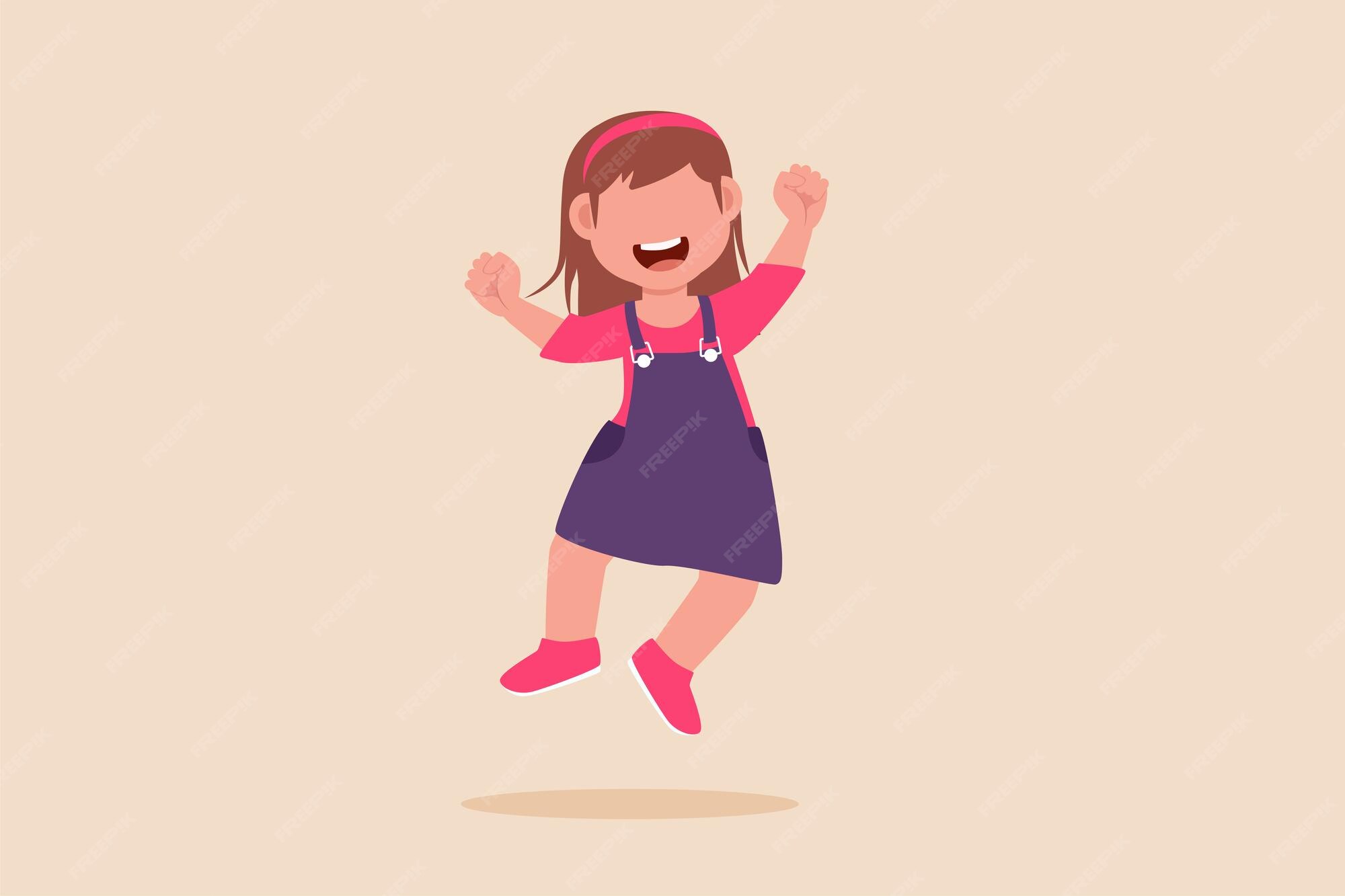 Niña feliz salta y vuela anima el concepto de pose ilustraciones vectoriales planas aisladas | Vector Premium Niña feliz salta y vuela anima el concepto de pose ilustraciones vectoriales planas aisladas | Vector Premium
