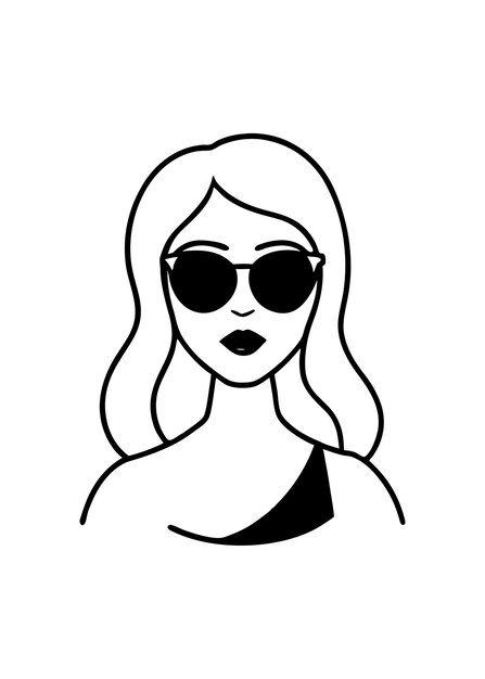Niña con gafas de sol abstracto vector mínimo en fondo blanco