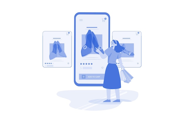 Niña haciendo compras en línea por teléfono inteligente