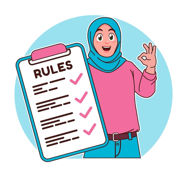 Una niña con hijab explica las reglas.
