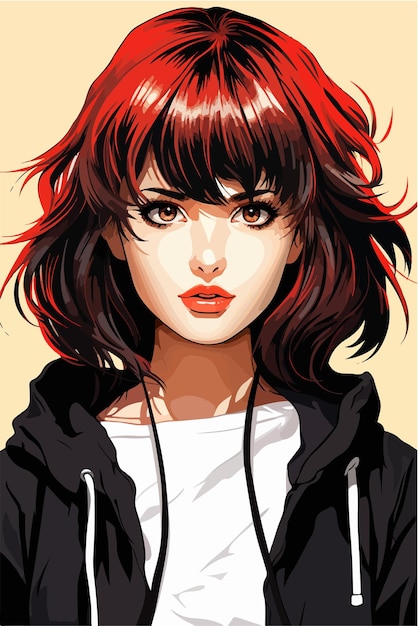 Niña joven estilo de anime personaje vector diseño de ilustración manga chica de anime