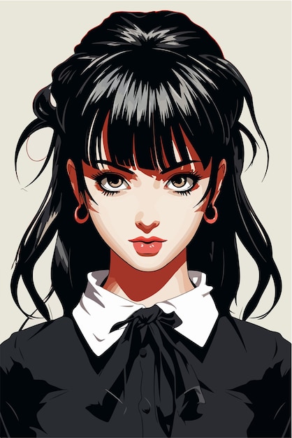 Niña joven estilo de anime personaje vector diseño de ilustración manga chica de anime