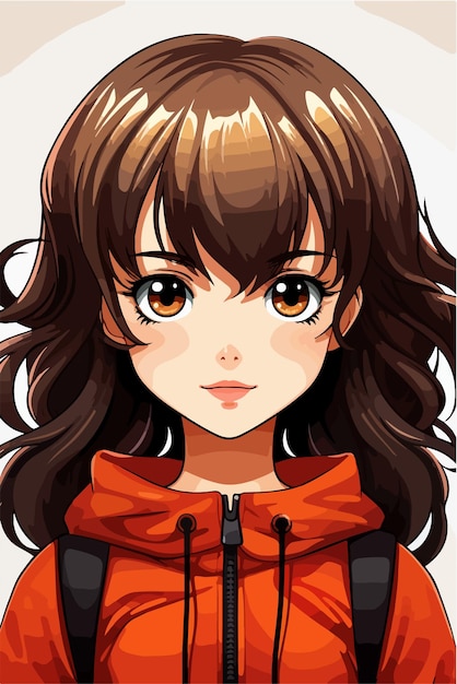 Niña joven estilo de anime personaje vector diseño de ilustración manga chica de anime