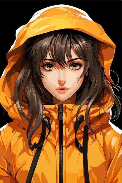 Niña joven estilo de anime personaje vector diseño de ilustración manga chica de anime