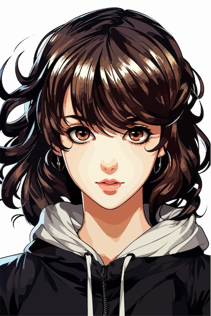 Niña joven estilo de anime personaje vector diseño de ilustración manga chica de anime