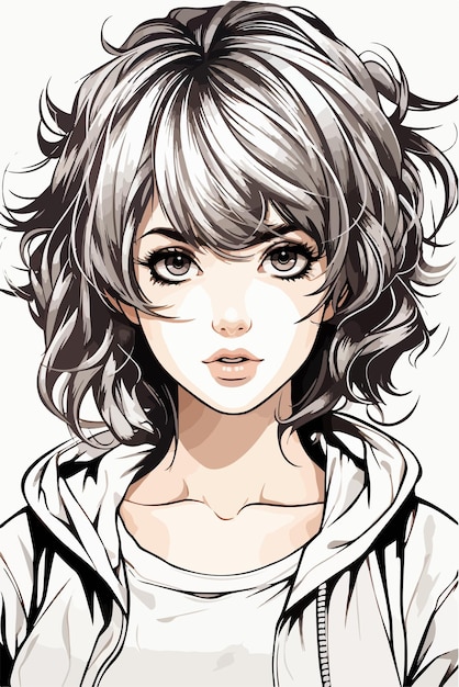 Niña joven estilo de anime personaje vector diseño de ilustración manga chica de anime