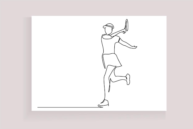 Niña joven jugando al tenis deporte sosteniendo raqueta actividad de tiro estilo de vida arte de línea