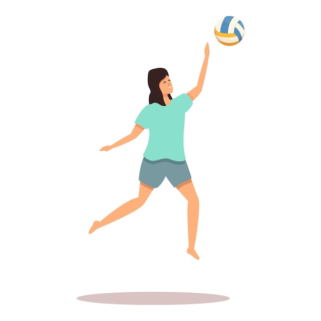 Niña jugando al voleibol icono vector de dibujos animados Campo de diversión