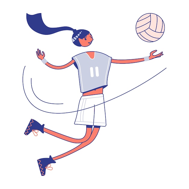 Vector niña jugando voleibol