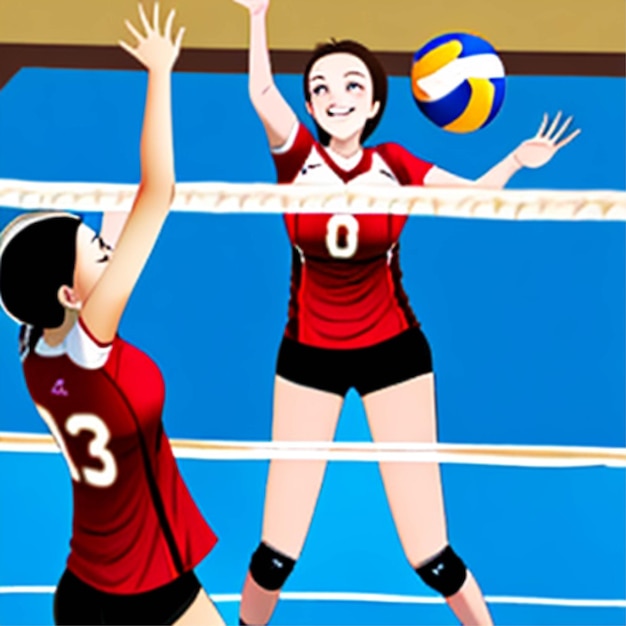 Vector niña jugar voleibol