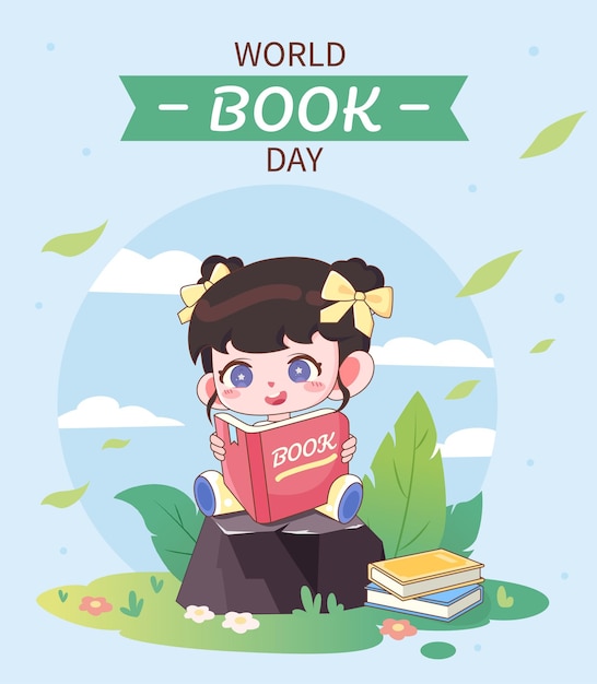 Una niña lee en el Día Mundial del Libro Dibujado a Mano
