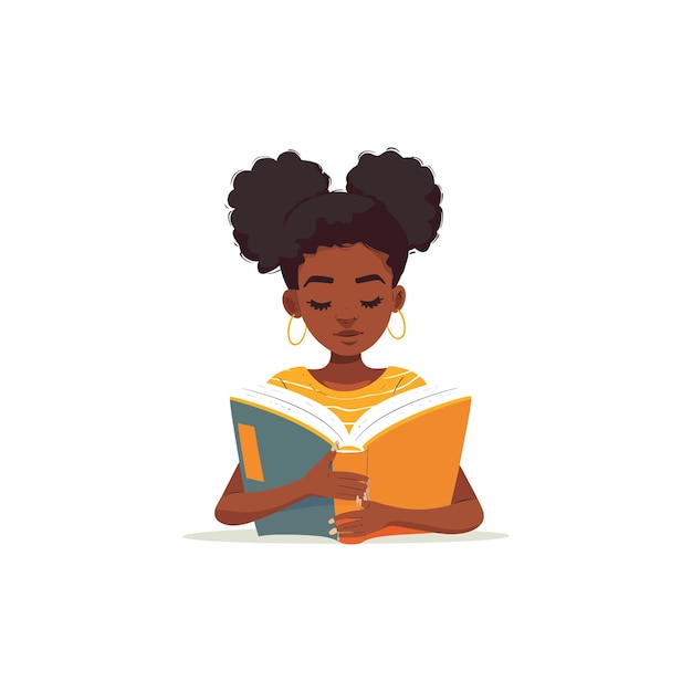 Niña leyendo un libro Diseño de ilustraciones vectoriales