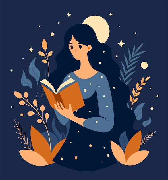 Niña leyendo un libro Ilustraciones
