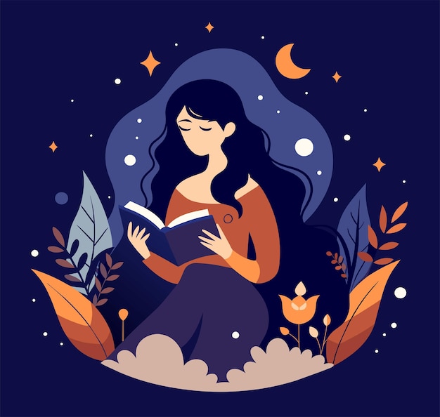 Niña leyendo un libro Ilustraciones