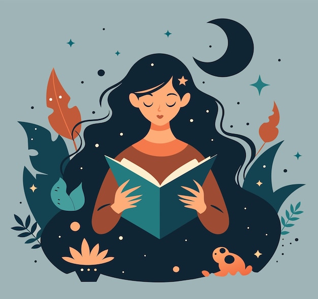 Niña leyendo un libro Ilustraciones