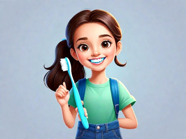 una niña linda cepillándose los dientes