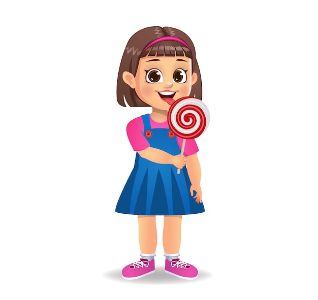 Niña linda comer dulces. aislado