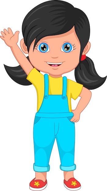 niña linda de la historieta que agita